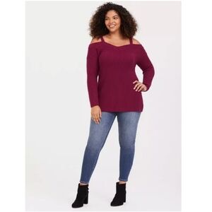 Torrid Off-Shoulder Wine Sweater